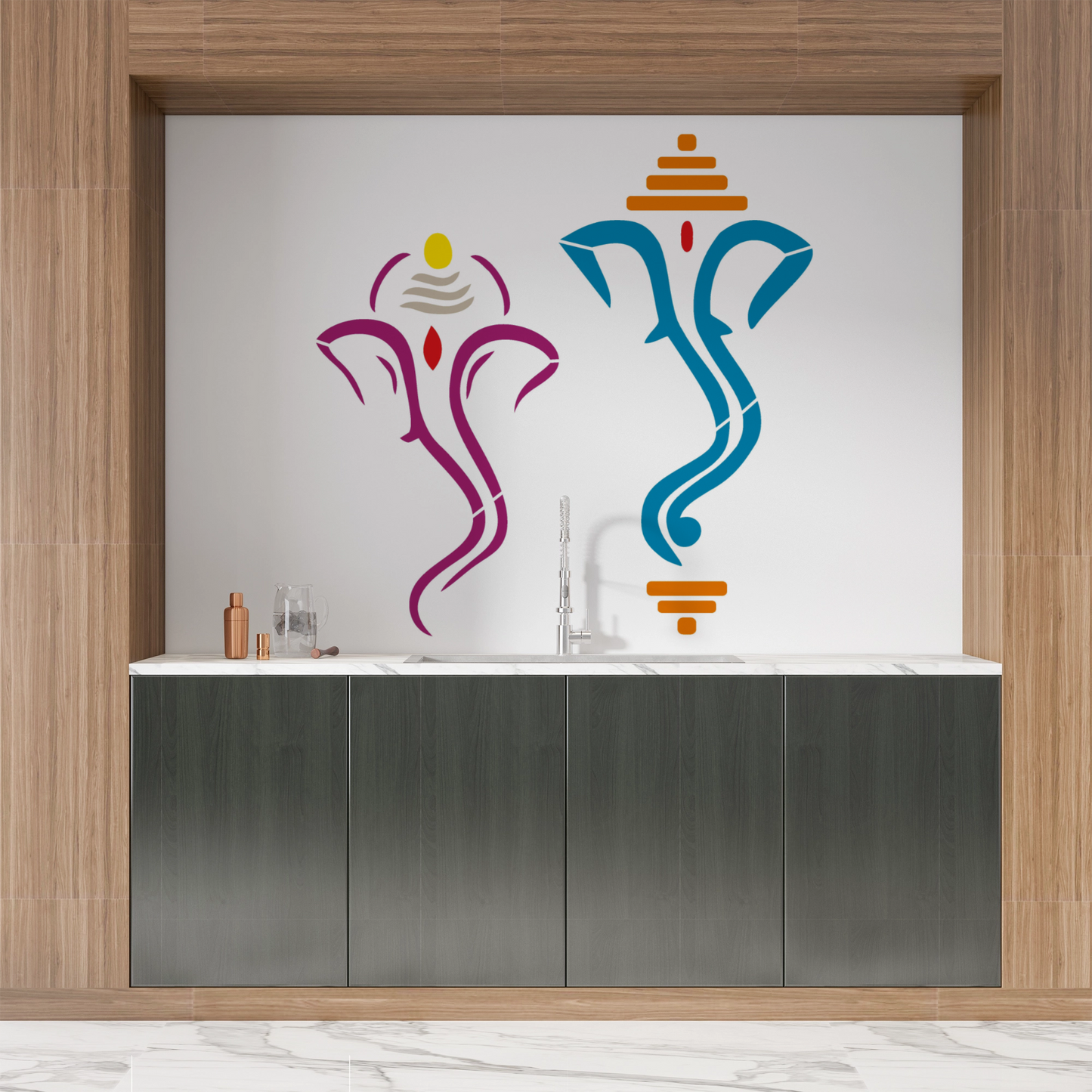MaxxxMart - God Ganesha And Lord Shivan Wall Stencil (Inches)