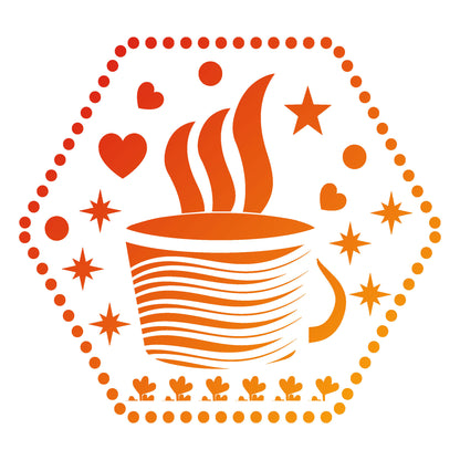 MaxxxMart - Cozy Coffee Cup Wall  Stencils (Inches)