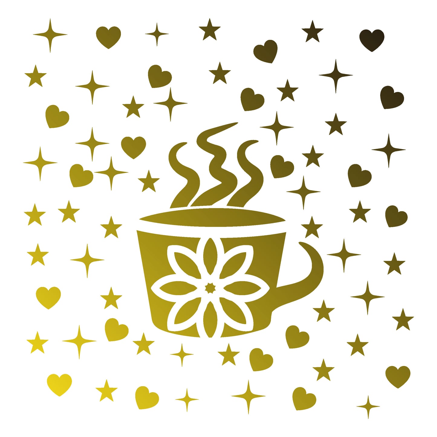 MaxxxMart - Cozy Coffee Cup Wall  Stencils (Inches)