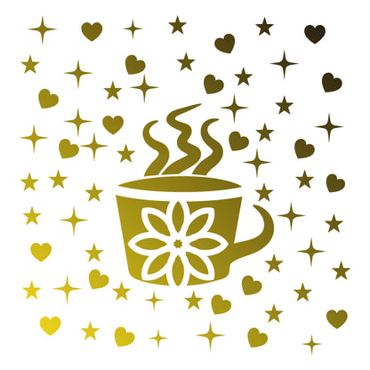 MaxxxMart - Cozy Coffee Cup Wall  Stencils (Inches)