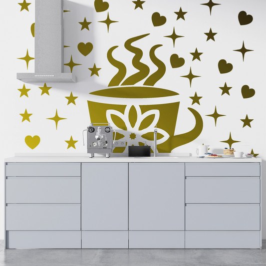 MaxxxMart - Cozy Coffee Cup Wall  Stencils (Inches)