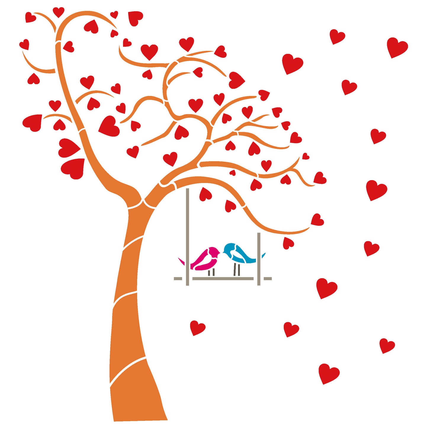 MaxxxMart - Flowers And Birds Wall Stencil(Inches)