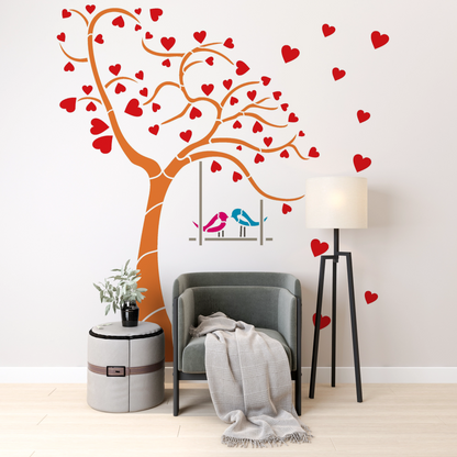 MaxxxMart - Flowers And Birds Wall Stencil(Inches)