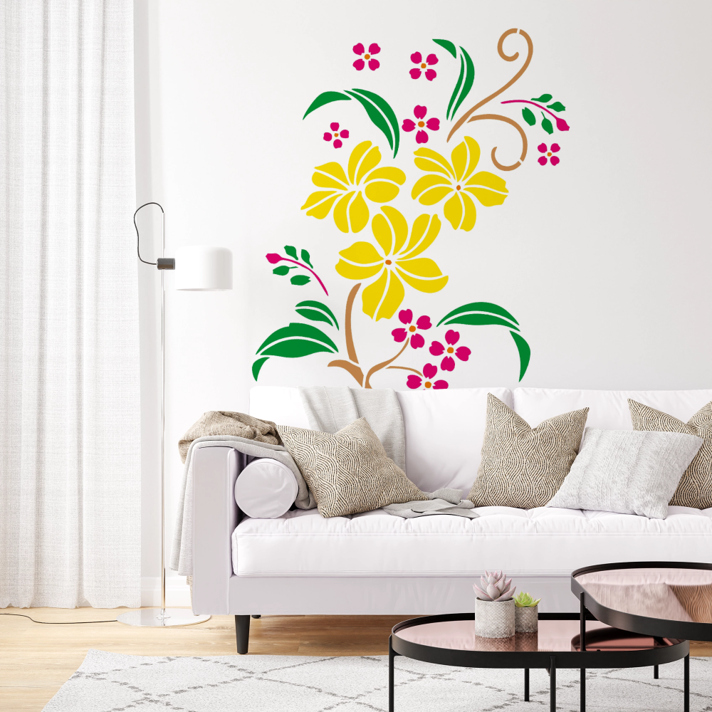 MaxxxMart - Flower Wall Stencil-6 (Inches)