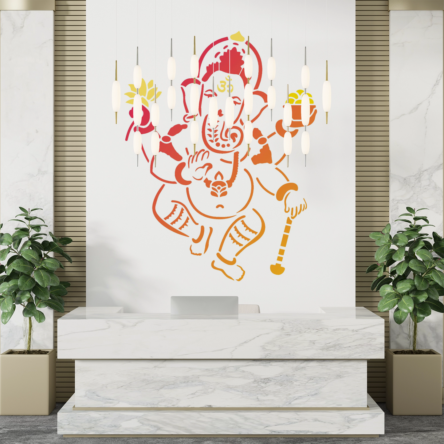 MaxxxMart - God Ganesha And Lord Shivan Wall Stencil (Inches)