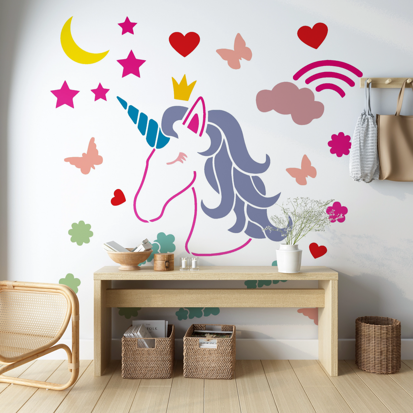 MaxxxMart - Kids Theme Wall Stencil(Inches)