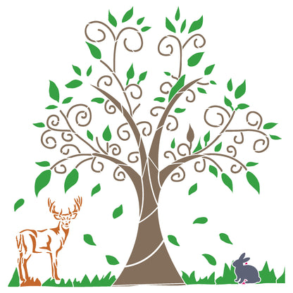 MaxxxMart - Trees And Branches Wall Stencil-7(Inches)