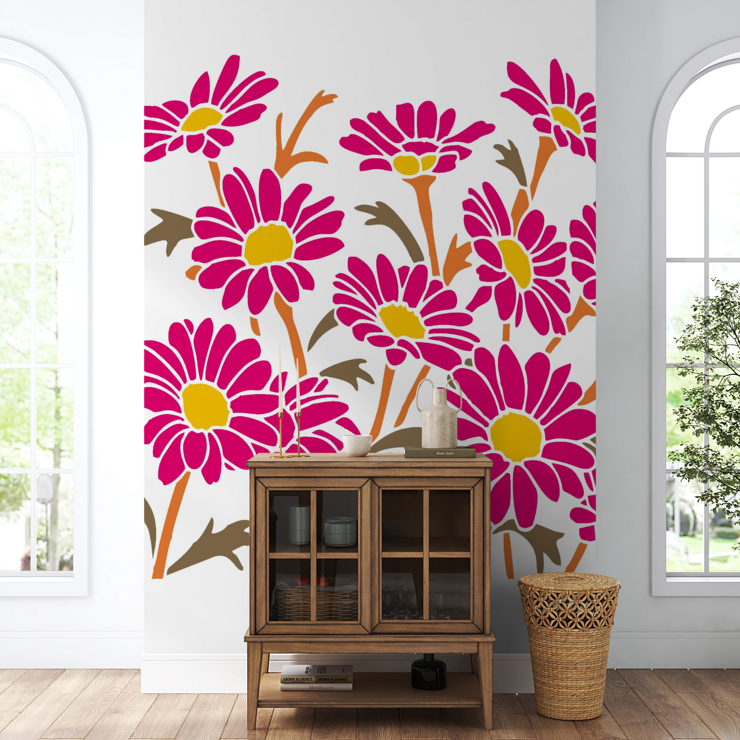 MaxxxMart - Flowers And Birds Wall Stencil(Inches)