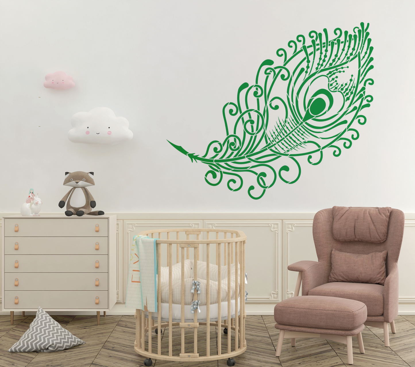 MaxxxMart-Feather Pattern Wall stencil (Inches)