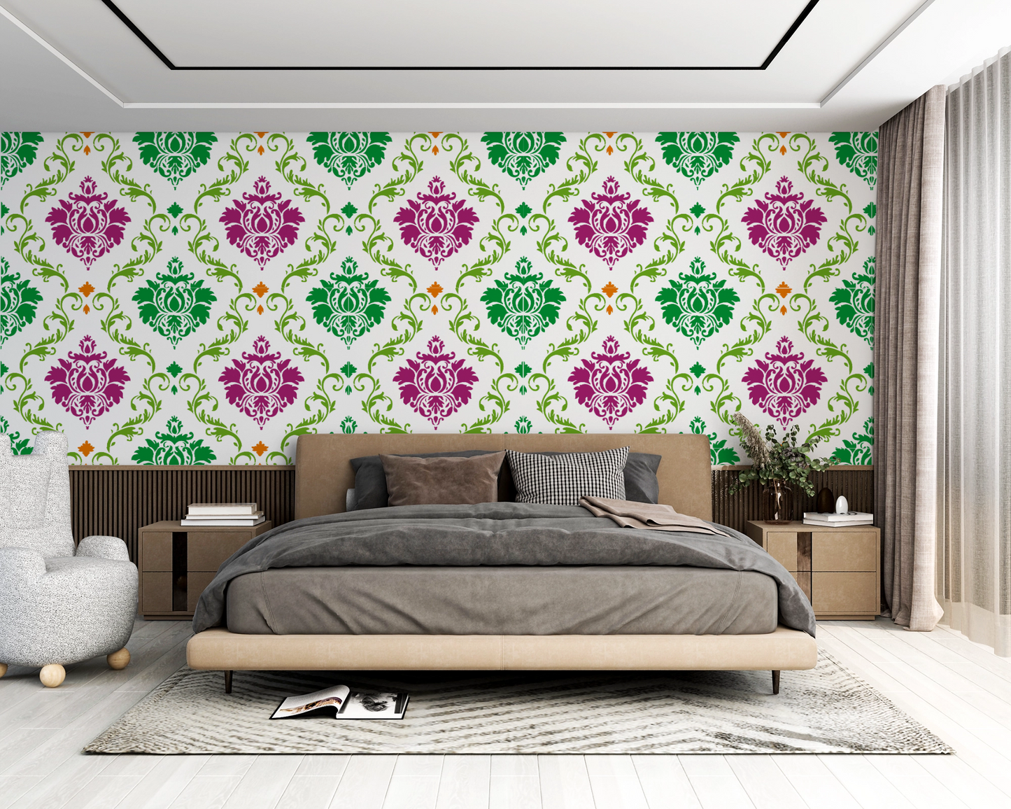 MaxxxMart - Damask Pattern Wall Stencil (Inches)
