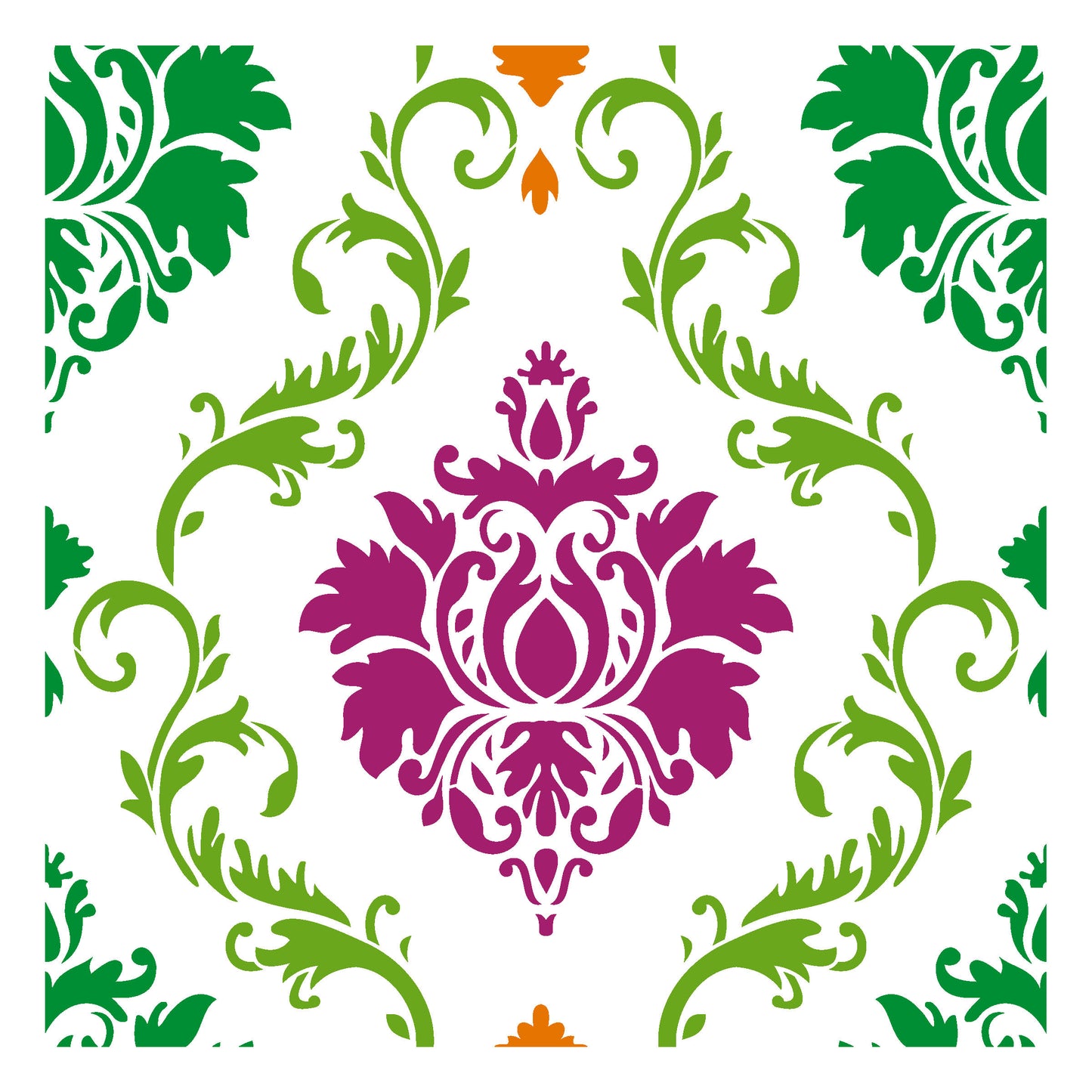 MaxxxMart - Damask Pattern Wall Stencil (Inches)