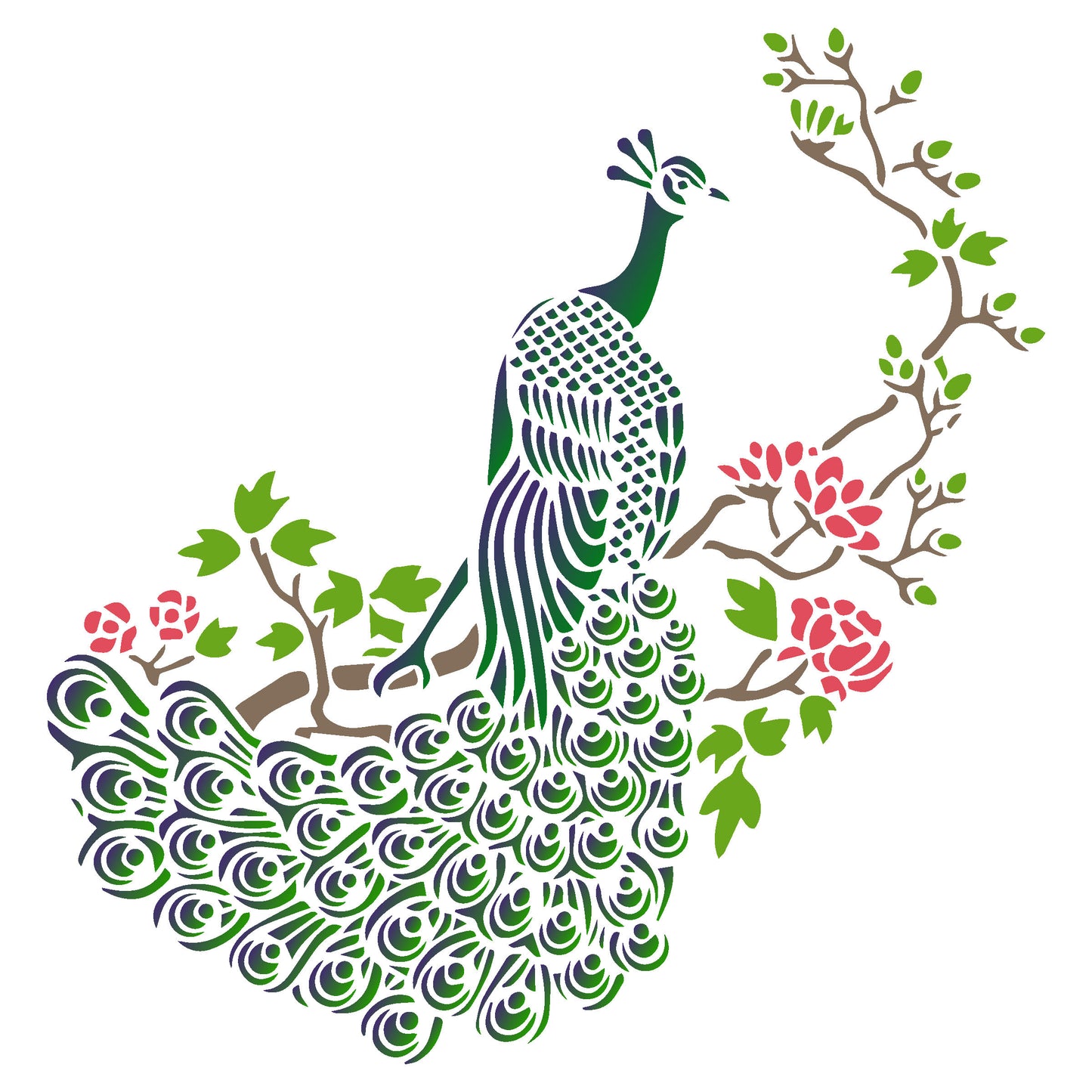 MaxxxMart-Peacock Theme Wall stencil (Inches)