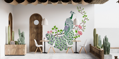 MaxxxMart-Peacock Theme Wall stencil (Inches)