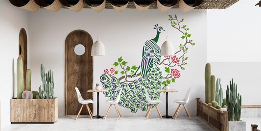 MaxxxMart-Peacock Theme Wall stencil (Inches)