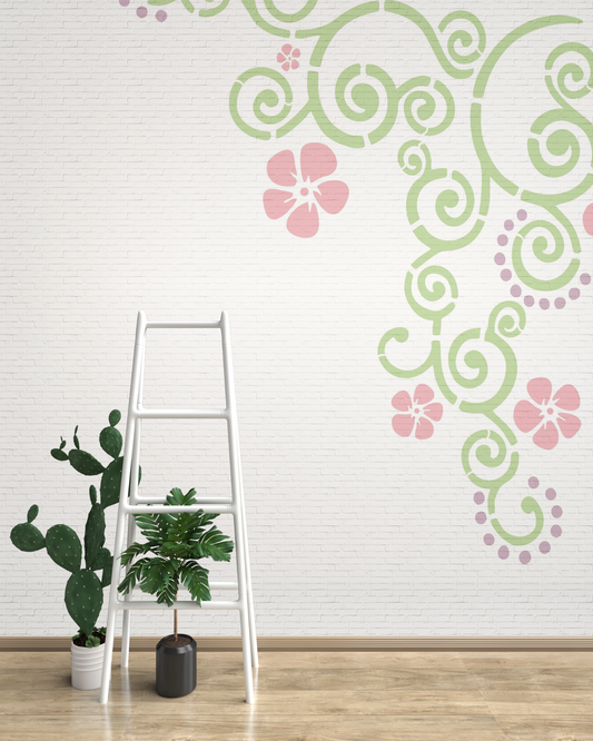 MaxxxMart-Floral Pattern  Wall stencil (Inches)