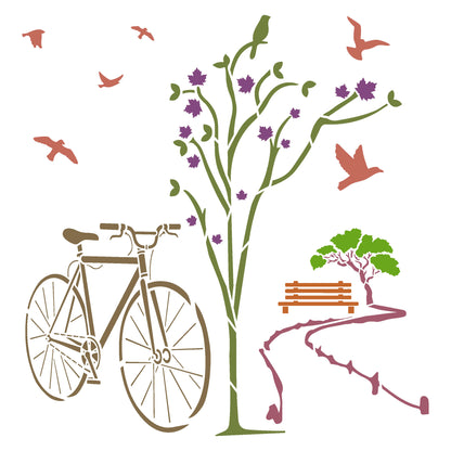 MaxxxMart-Trees And Branches Wall stencil (Inches)