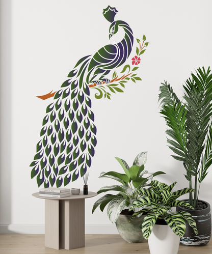 MaxxxMart-Peacock Theme Wall stencil (Inches)