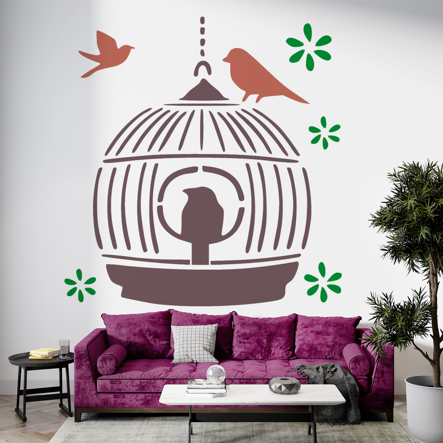 MaxxxMart -Birds Theme Wall Stencil (Inches)