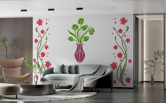 MaxxxMart-Flower Pattern Wall stencil (Inches)