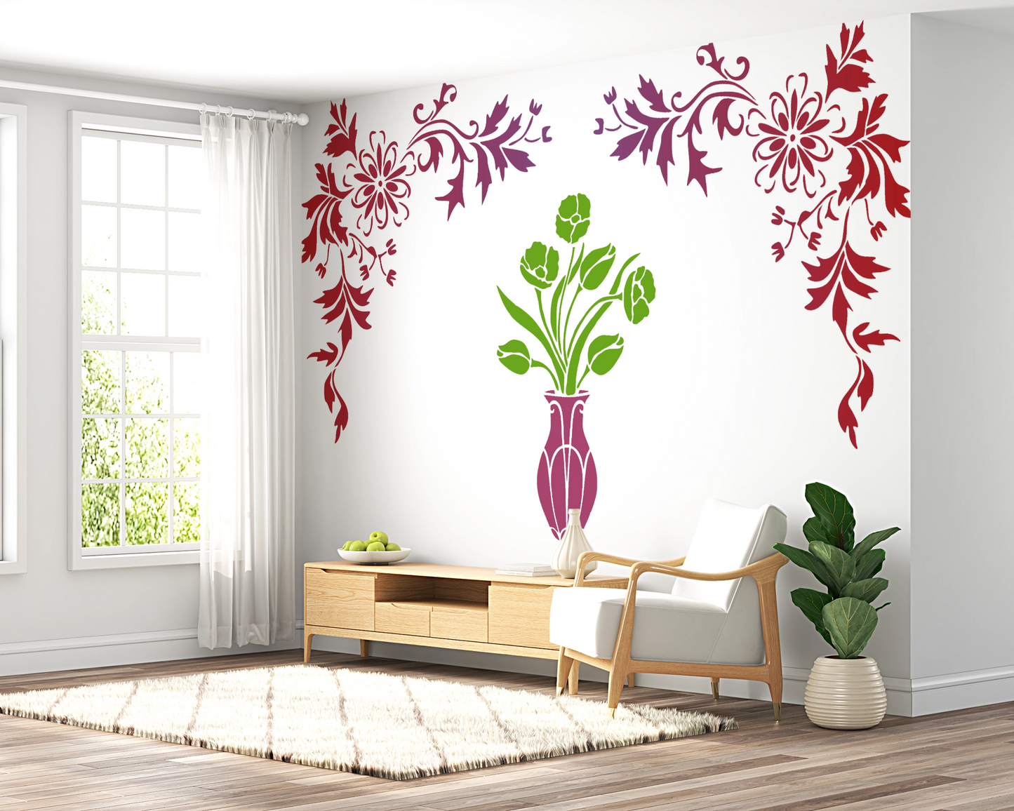 MaxxxMart-Floral Pattern  Wall stencil (Inches)