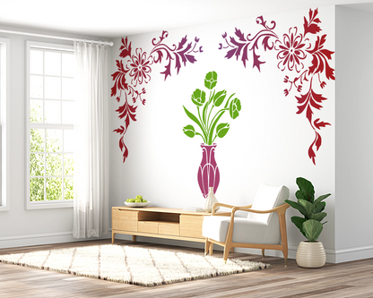 MaxxxMart-Floral Pattern  Wall stencil (Inches)