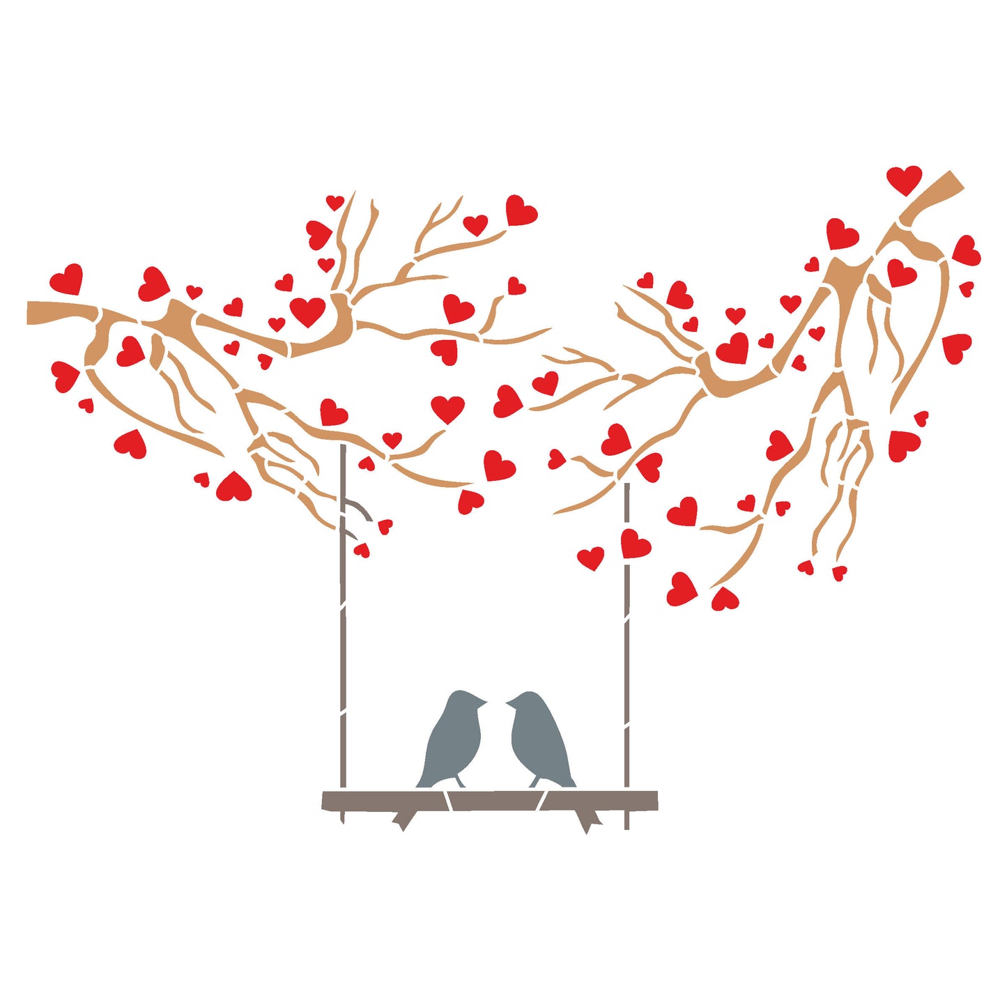 MaxxxMart - Trees With Birds And Branches Wall Stencil (Inches)