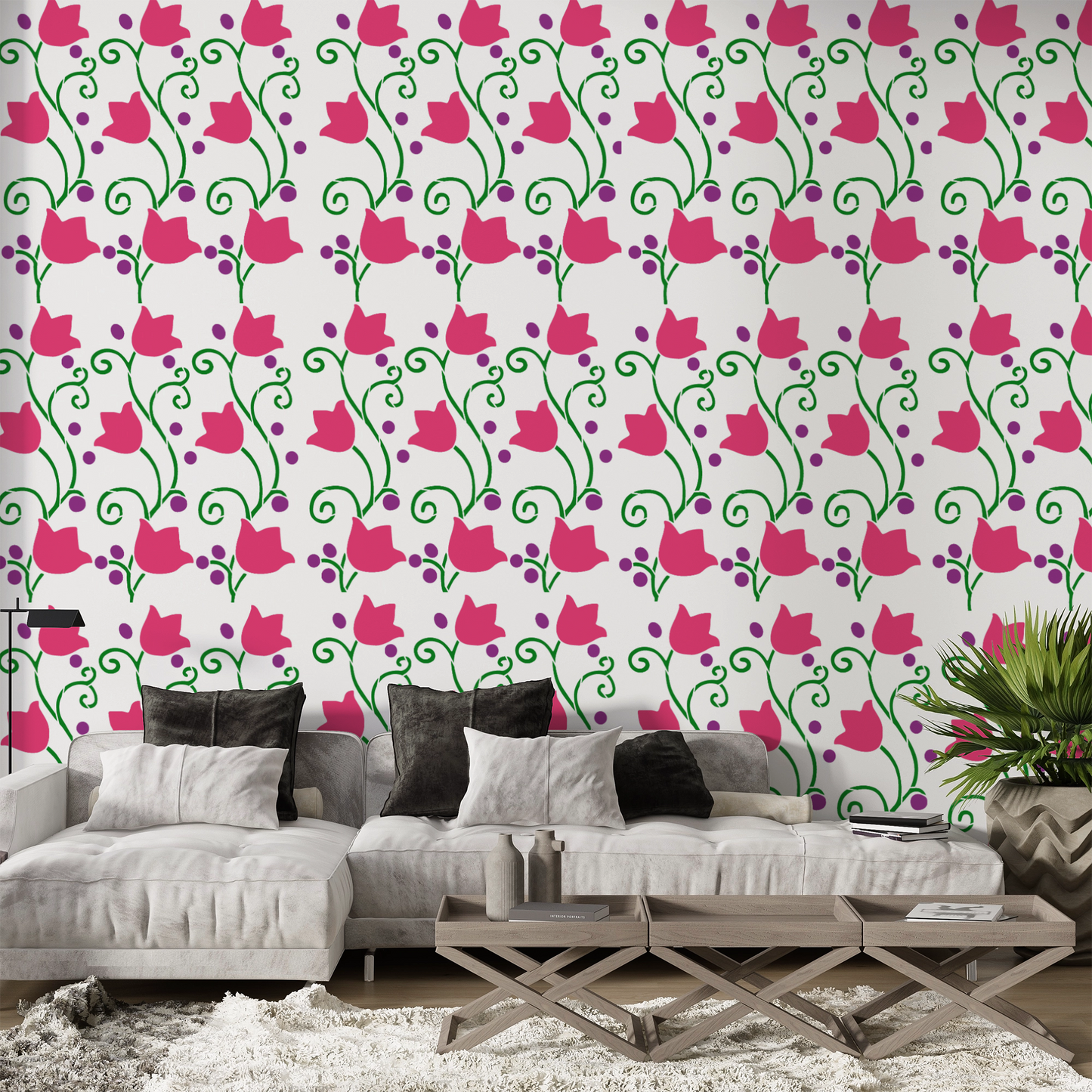 MaxxxMart -Floral Pattern Wall Stencil (Inches)