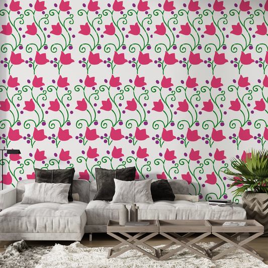 MaxxxMart -Floral Pattern Wall Stencil (Inches)