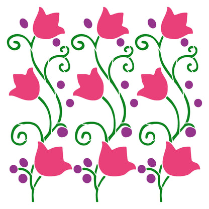 MaxxxMart -Floral Pattern Wall Stencil (Inches)