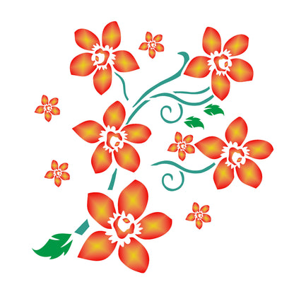 MaxxxMart -Floral Pattern Wall Stencil (Inches)