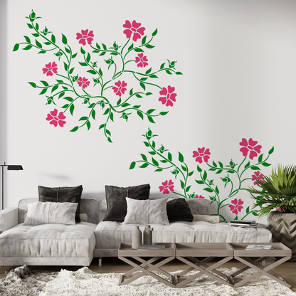 MaxxxMart -Floral Pattern Wall Stencil (Inches)