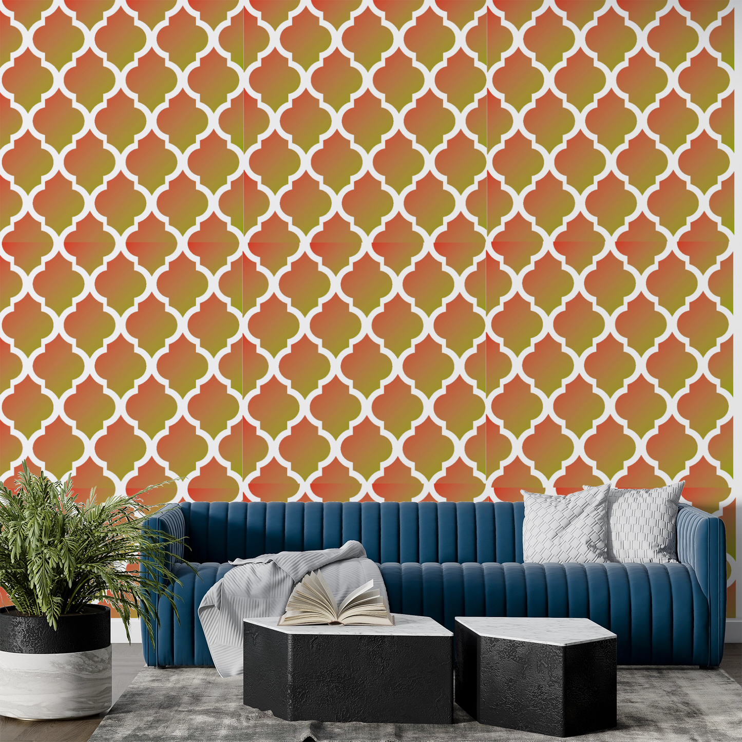 MaxxxMart -Tiles Pattern Wall Stencil (Inches)