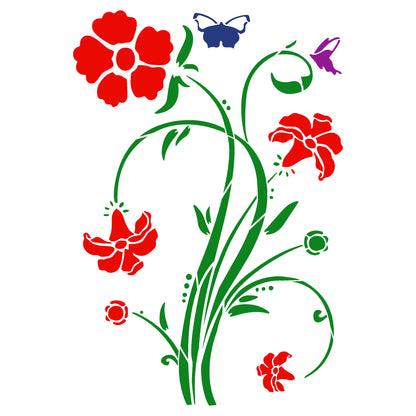 MaxxxMart-Floral Pattern  Wall Stencil-2 (Inches)