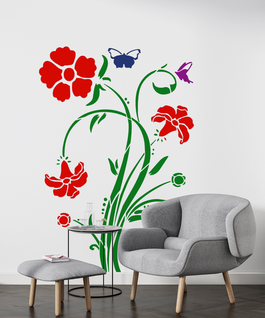 MaxxxMart-Floral Pattern  Wall Stencil-2 (Inches)
