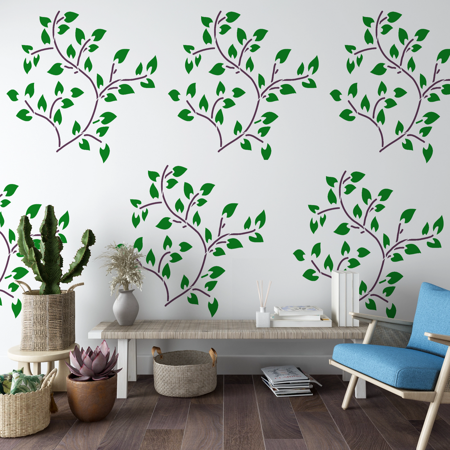 MaxxxMart -Leaf Pattern  Wall Stencil (Inches)