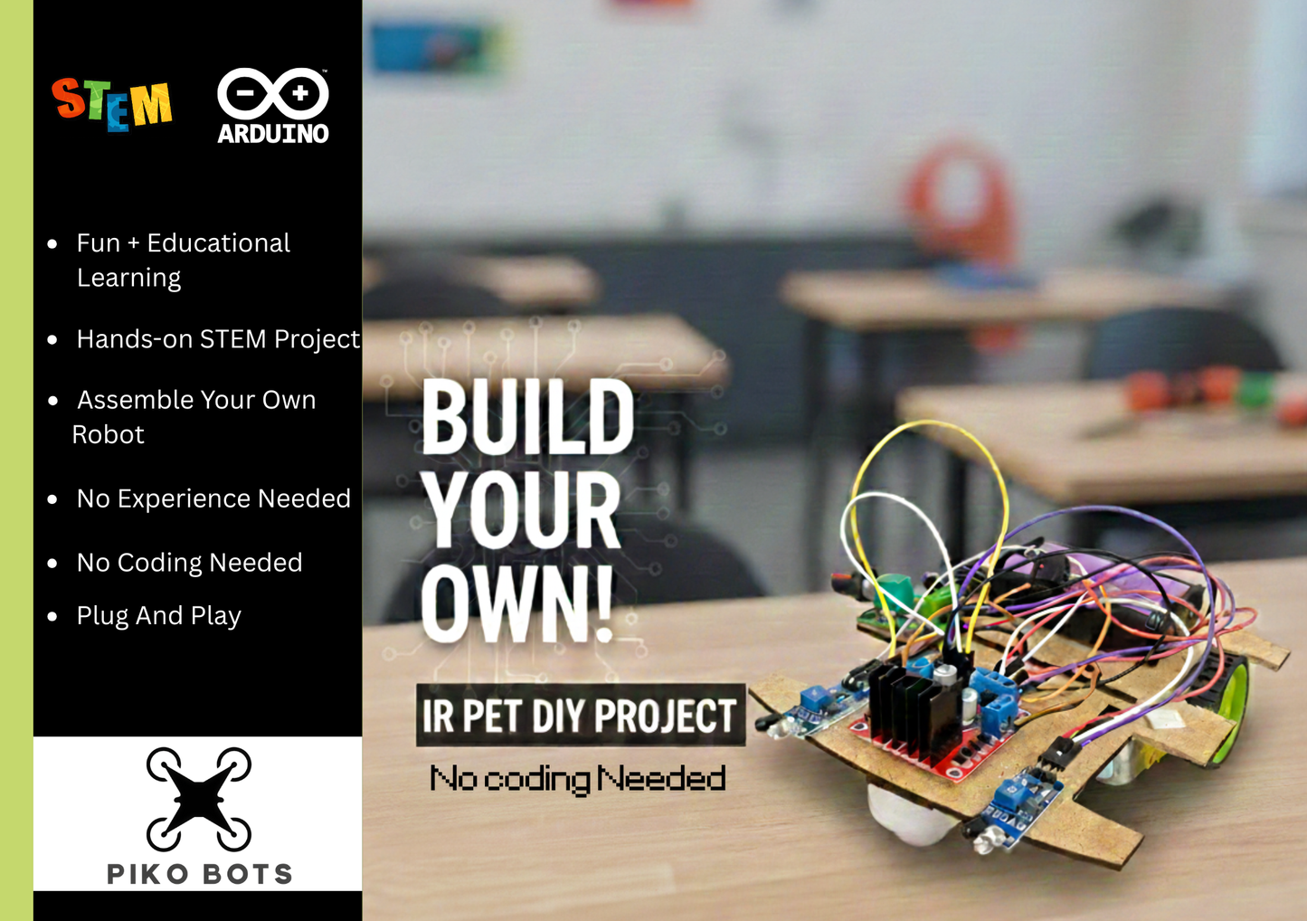 Piko Bots - IR Following Pet DIY Project (No coding Needed)